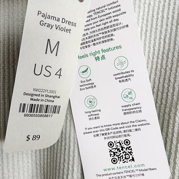 NEW Neiwai Ribbed Knit Drawstring Long Sleeve Dress Gray Violet - Picture 10 of 16